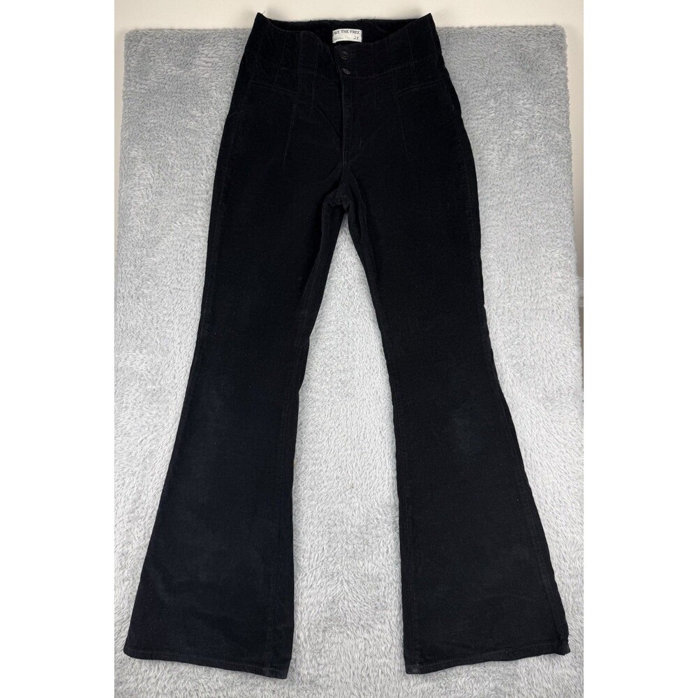 Free People We The Free Jayde Flare Corduroy Pant Womens 28 Black Boho Y2K